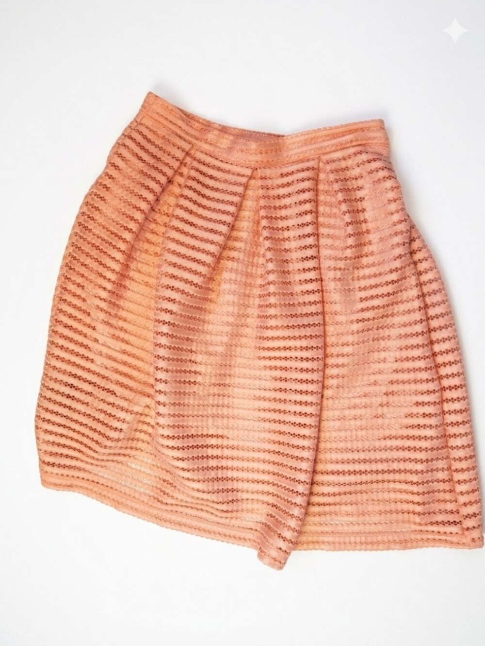 7th Avenue Design Peach Crochet Eyelet Skirt Size 14 Euc